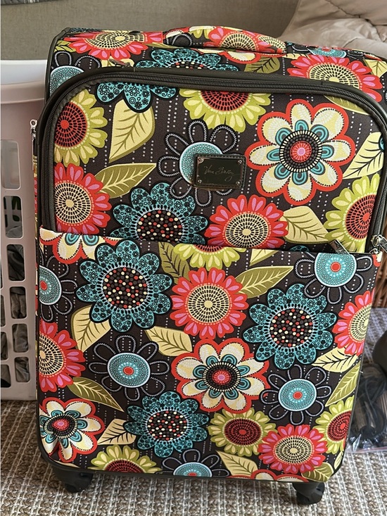 Vera Bradley Handbags - Vera Bradley Black Floral Rolling Carry-On with Turquoise, Coral, Yellow